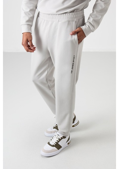 Tommy Life Taş Pamuklu Kalın Yumuşak Dokulu Comfort Fit Baskılı Erkek Eşofman Takım - 85253 Taş Rengi Taş