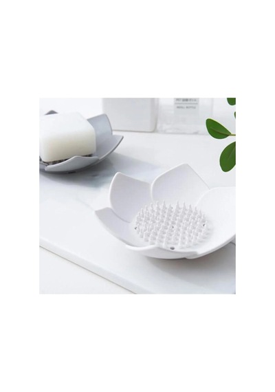 Buççin Online Mağaza Elastik Lotus Kaydırmaz Katı Sabunluk Ve Süngerlik Silikon Banyo Düzenleyici Silikon Beyaz Çok Renkli