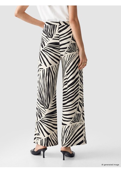 Lcw Everyday Gri Beli Lastikli Zebra Desenli Kadın Pantolon