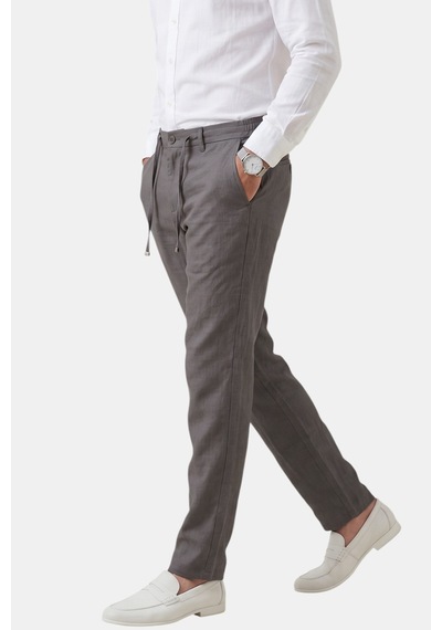 Deepsea Antrasit Slim Fit Likralı Keten Dokulu Lastikli Belli İpli Yazlık Erkek Pantolon 2603001 Deepsea Antrasit Slim Fit Likralı Keten Dokulu Lastikli Belli İpli Yazlık Erkek Pantolon 2603001