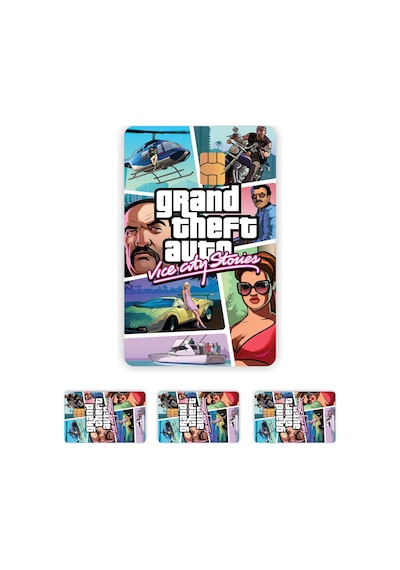 Quart Aksesuar Gta Vice City Kart Kaplama Sticker Kart Etiketi 4'lü
