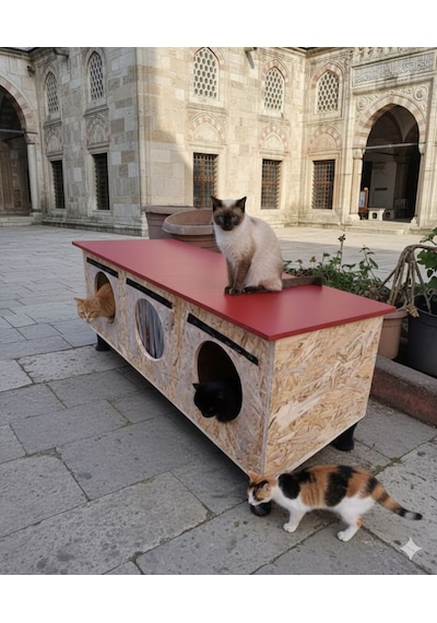 Dabanlıoğlu Mobilya Dış Mekan Kedi Evi Kurulu Gönderim 35 35 90 Jumbo Su Ve Rüzgar Gecirmez Yalıtım Kaplı Catı