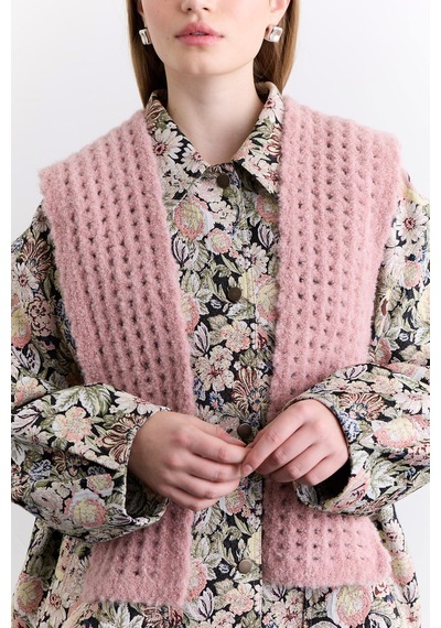 Manuka Soft Dokulu Yakalı Şal Pembe Aw25atk00005-78 Pembe