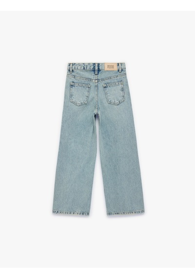 Koton Pamuklu Cepli Geniş Paça Denim Pantolon Lıght Indıgo 6skg40035ad Açık Mavi