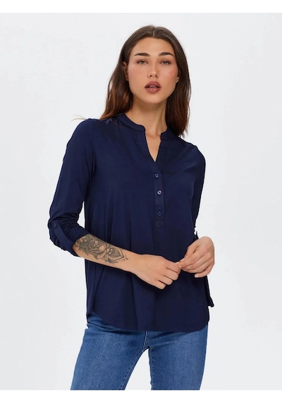 Faik Sönmez Kadın Uzun Kollu T-shirt B00015-1 Lacivert