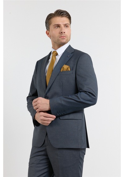 İmza Lacivert Mono Yaka Esnek Bel 6 Drop Comfort Fit Tam Astar Esnek Takım Elbise 1001260152 Açık Lacivert