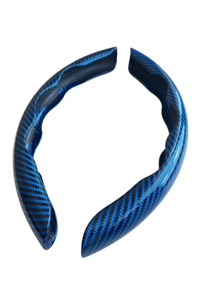 Karbon Fiber Direksiyon Kılıfı Direksiyon Koruyucu Kılıf Mavi - Siyah