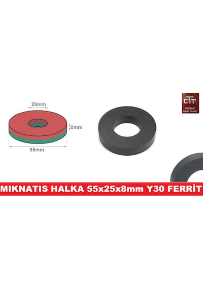 Mıknatıs Halka 55Mm X D25Mm X 8Mm 10 Adet