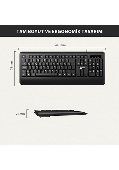 Lecoo KB104 USB Kablolu Türkçe Q Klavye