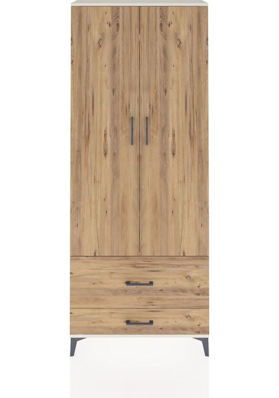 Arges Dolap 2 Raflı 2 Çekmeceli Tek Askılı 88x30x221 Aytaşı-çam Aytaşı