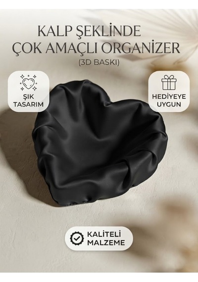 Kalp Formunda Aksesuar Kutusu Ve Dekoratif Takı Çanağı Siyah