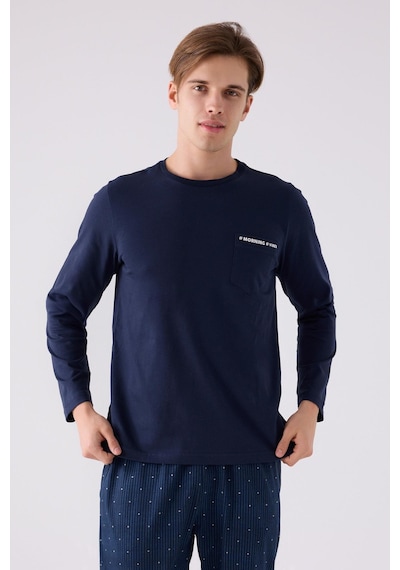 Arnetta 3146 Erkek Mornig Vibes Lacivert Uzun Kol Pijama Takım 001