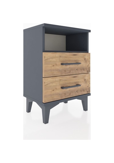 Arges Komodin Tek Raflı 2 Çekmeceli 44x30x64 Antrasit-çam Antrasit