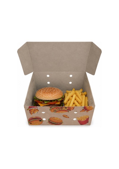 Kilitli Hamburger Menu Kutusu 100 Adet 22,5 X 12,5 X 10,5 Yeni