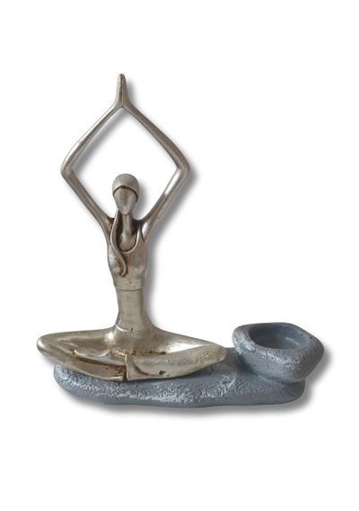 Yogacı Kız Polyester Çubuk Tütsülük Ve Tealight Mumluk Gümüş 0