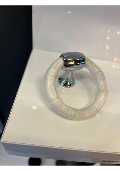Bambu Halka Sarkaç Metal+sert Plastik Düğme Kulp Krom+beyaz Dolap Modern Çekmece Mobilya Tek Delik Beyaz