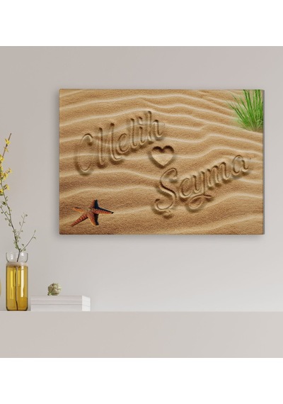 Bk Gift Kişiye Özel Aşkını Kumsala Yazdım Kanvas Tablo-1 50x70 , Sevgiliye Hediye, Doğum Günü Hediyesi Kobitmeyencom32708 Bk Gift