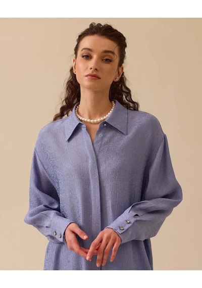 Scl Oversized Midi Gömlek Yaka Kadın Tunik - Günlük Şıklık