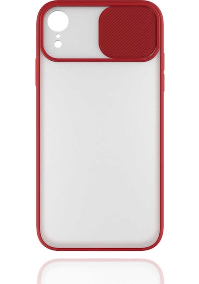 Kilifone - Apple Uyumlu iPhone Xr 6.1 - Kılıf Slayt Sürgülü Arkası Buzlu Lensi Kapak - Kırmızı