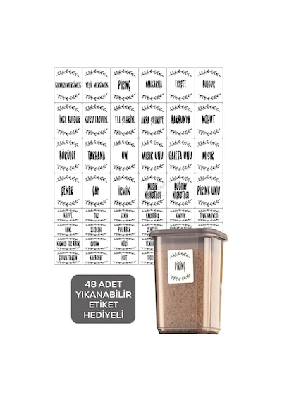 Meleni Home 12'li Pino Etiketli Mega Boy Baharatlık Seti - Kapaklı Kare Baharat Takımı Saklama Kabı 12x1700 Ml