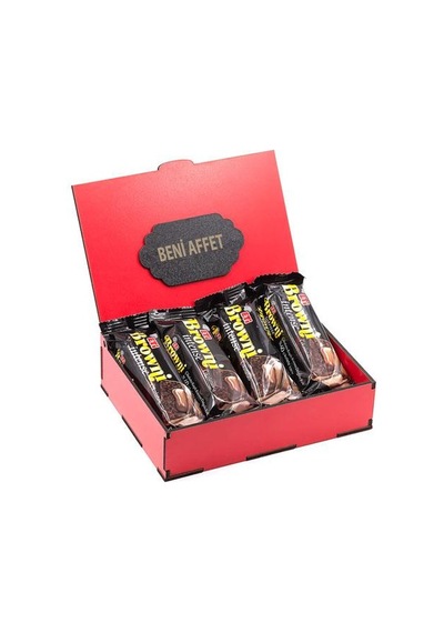 Sevdiklerinize Özel Kırmızı Ahşap Hediye Kutusunda 4 Adet Browni Intense Beni Affet Yazılı