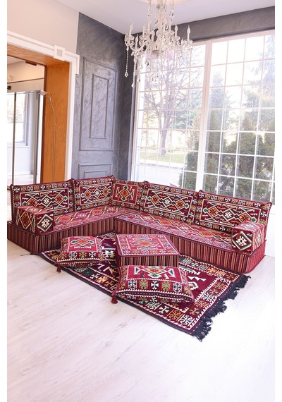 Şark Köşesi Takımı Bordo Anadolu Modeli 13 Parça 20 Cm Minder Kalınlığı