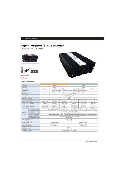 2000 Watt 12 Volt Modifiye Sinüs İnverter Alpex