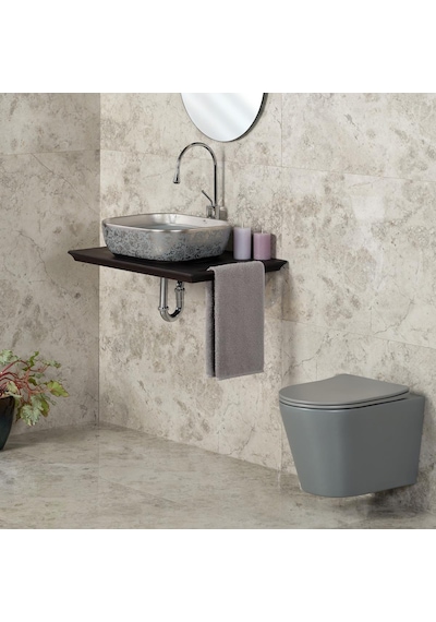 Eh-4290mgg Tezgah Üstü Porselen Lavabo Gri - Gümüş