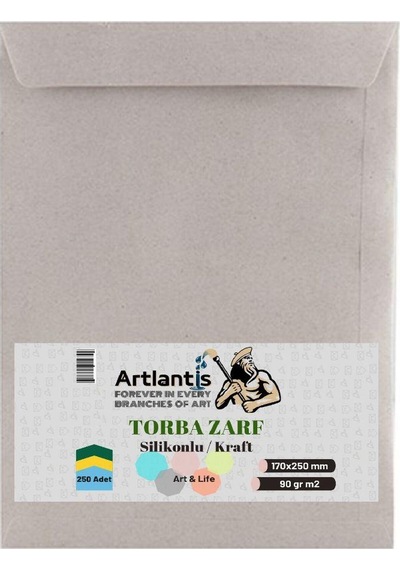 Torba Zarf 17x25 Cm Kraft 90 Gr Silikonlu 250'li 1 Paket Artlanti