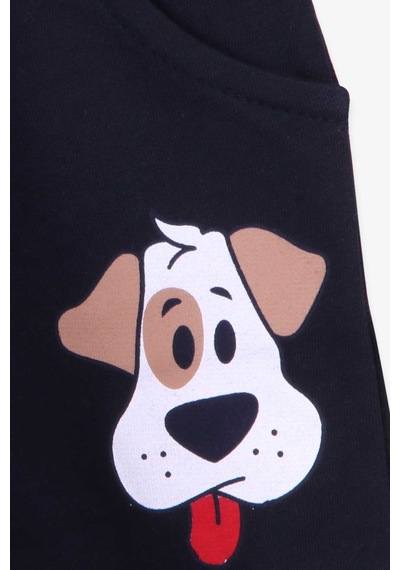 Breeze Erkek Çocuk Şortlu Takım Sevimli Köpekçik 1-4 Yaş, Açık Gri Melanj