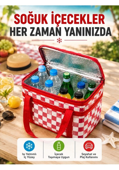 Mey İthalat Alüminyum Folyo İç Yüzeyli Termos Çanta Kamp Plaj Market Ve Piknik Çantası Çok Renkli