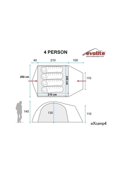 Excamp4 Pro 4 Kişilik Çadır 4 Mevsim E-9205 Renkli