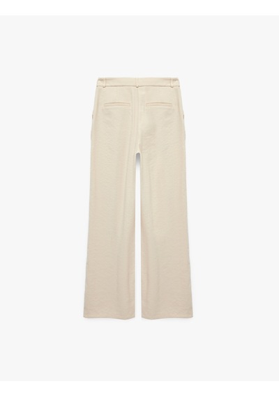 Koton Pileli Viskon Kumaş Geniş Paça Pantolon Taş 7wak40031pw
