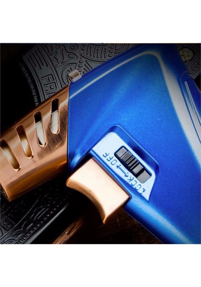 Lubinski New Design Çok Fonksiyonlu Tek Torch Büyük Masa Tipi Puro Çakmağı Blue Lb-119