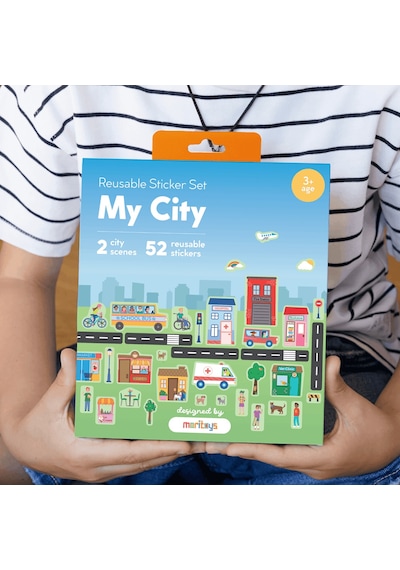 Moritoys Reusable Sticker Set - My City - Tak Çıkar Çıkartma Oyunu