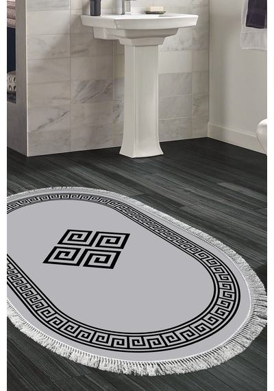 Eko Trend Djt Halı Yıkanabilir Kaymaz Taban 656m Oval Modern gri