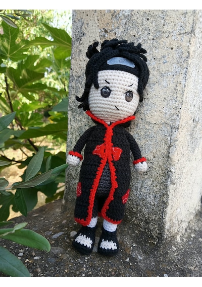 Obito Uzumaki Amigurumi Örgü Oyuncak - Naruto Anime Hediyelik Figür 21 Cm