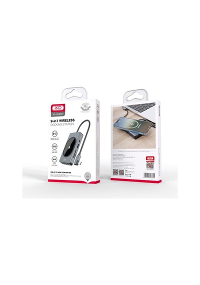 Type-c 9'u 1 Arada Hdmı, Ethernet Ve 15w Kablosuz Şarj Destekli Çok Fonksiyonlu Çoklayıcı Hub