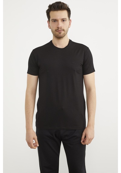 Sıfır Yaka Basic Tişört - Siyah 001