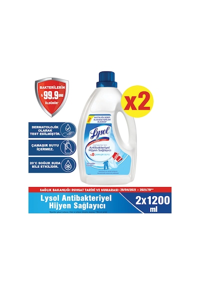 Lysol Çamaşırlar İçin Hijyen Sağlayıcı 2 x 1200 ML