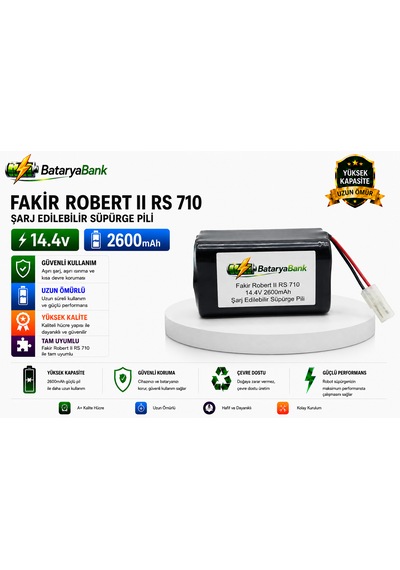 Bataryabank Fakir Robert Iı Rs 710 Uyumlu Şarj Edilebilir Süpürge Pili 14.4v 2600mah Li-ion Batarya