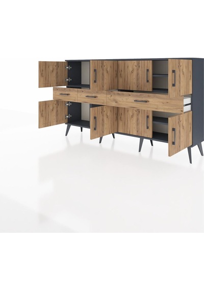 Arges Konsol 5 Raflı 3 Çekmeceli 8 Kapaklı 176x30x99 Antrasit-çam Atlas Çam - Antrasıt Arges Konsol 5 Raflı 3 Çekmeceli 8 Kapaklı 176x30x99 Antrasit-çam Atlas Çam - Antrasıt