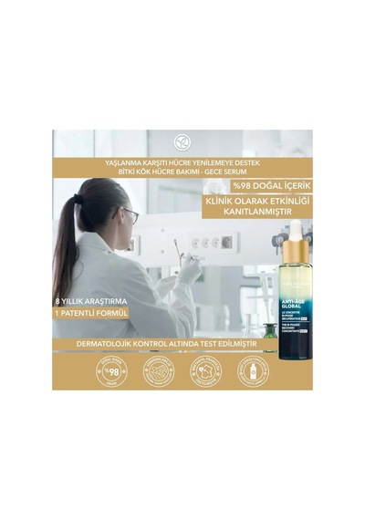 Yves Rocher Gece Serumu-niasinamid&hyaluronik Asit-yaşlanma Karşıtı Bitki Kök Hücre Bakımı Anti Age Global 30 Ml