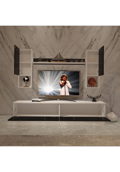 Decoraktiv Eko 5dab Mdf Std Tv Ünitesi Tv Sehpası Beyaz - Siyah