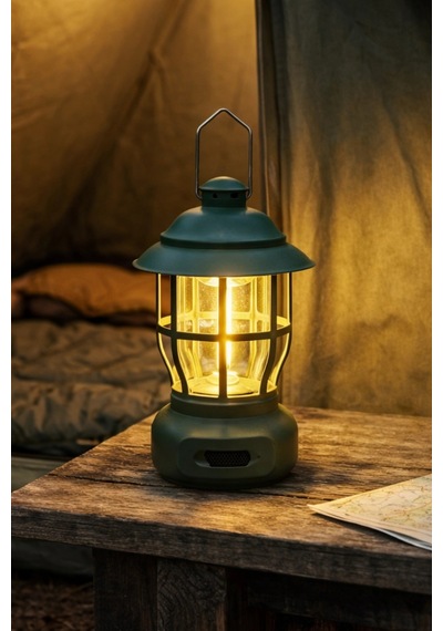 Glr L792br Retro Tasarım Şarjlı Kamp Lambası - 250 Lümen Vintage Fener Yeşil