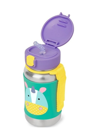 Zoo Pipetli Paslanmaz Çelik Suluk 350 Ml Unicorn Çok Renkli