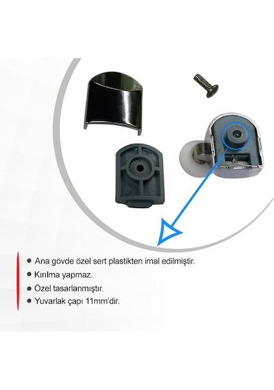 Ayrıntıshop Duşakabin Tekerleği Rulman Tekerlek Krom Alt Üst 8 Li 24mm Krom