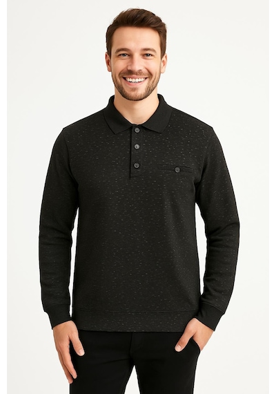 Ercan Regular Fit Polo Yaka Selanik Kazak - 7460 Siyah