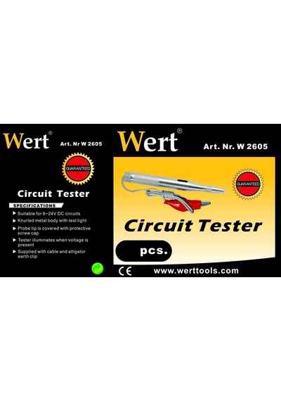 Wert W 2605, Oto Elektrik Kontrol Kalemi, Metal Gövdeli, 6/24v, Gri, Kırmızı