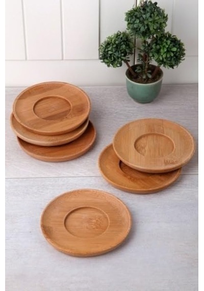 Bambu Yuvarlak Çay Tabağı Bardak Altlığı 6'li Set, Dekoratif Bambu Altlık Genel